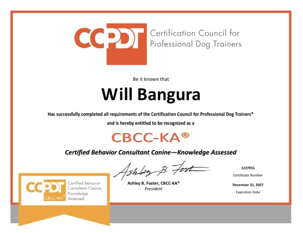 Certified Behavior Consultant Canine Knowledge Assessed