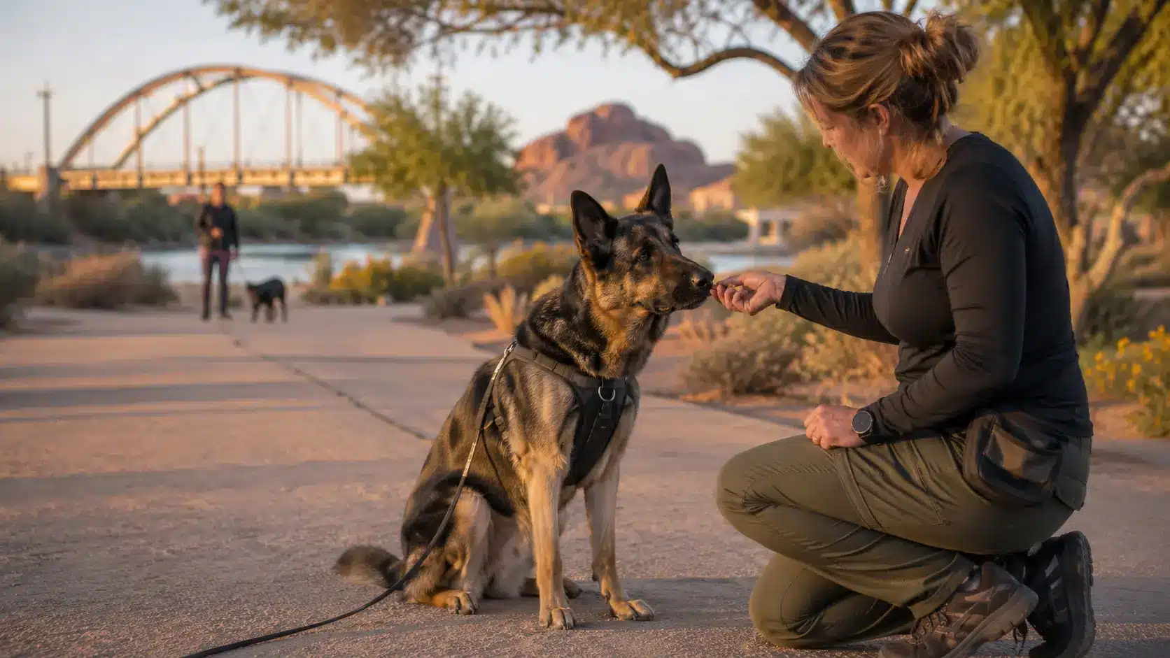 Professional dog aggression and reactivity behavior modification in Tempe, AZ, helping a dog feel safer and respond more calmly.