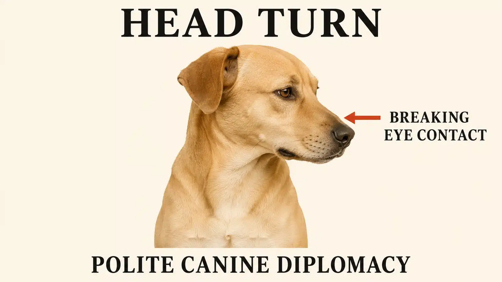 Dog turning its head away to the side to avoid eye contact and calm an interaction