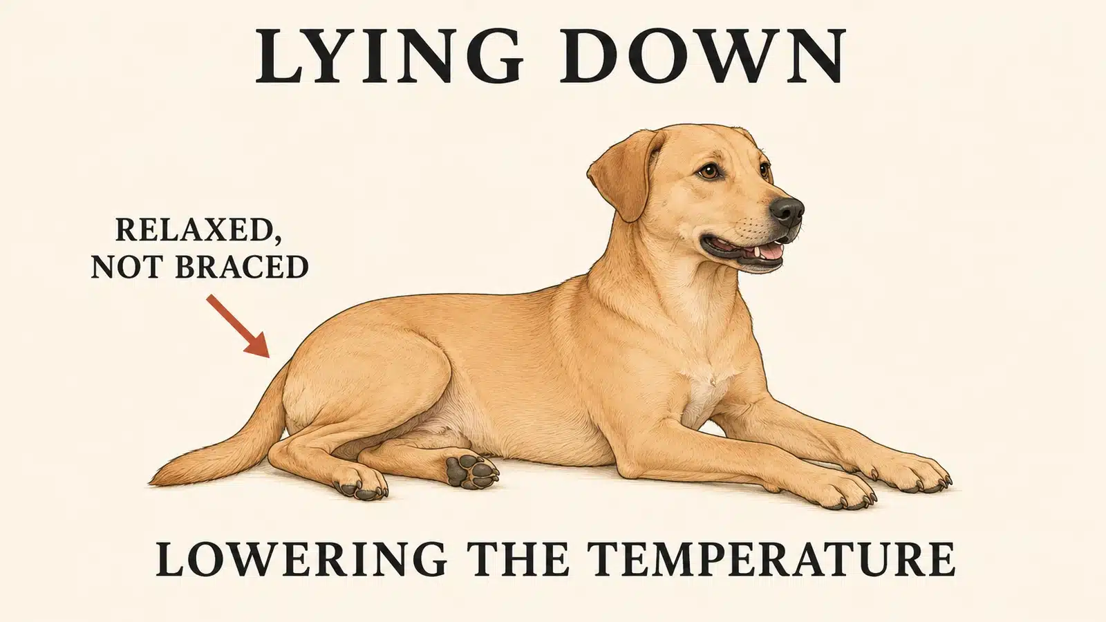 Dog lying down calmly to signal non-threatening intentions