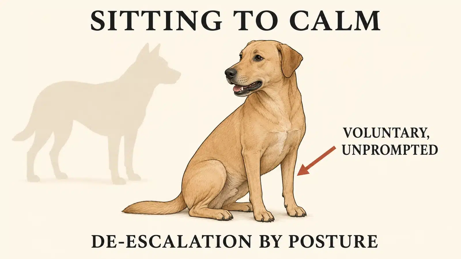 Dog choosing to sit during a tense moment as a calming signal
