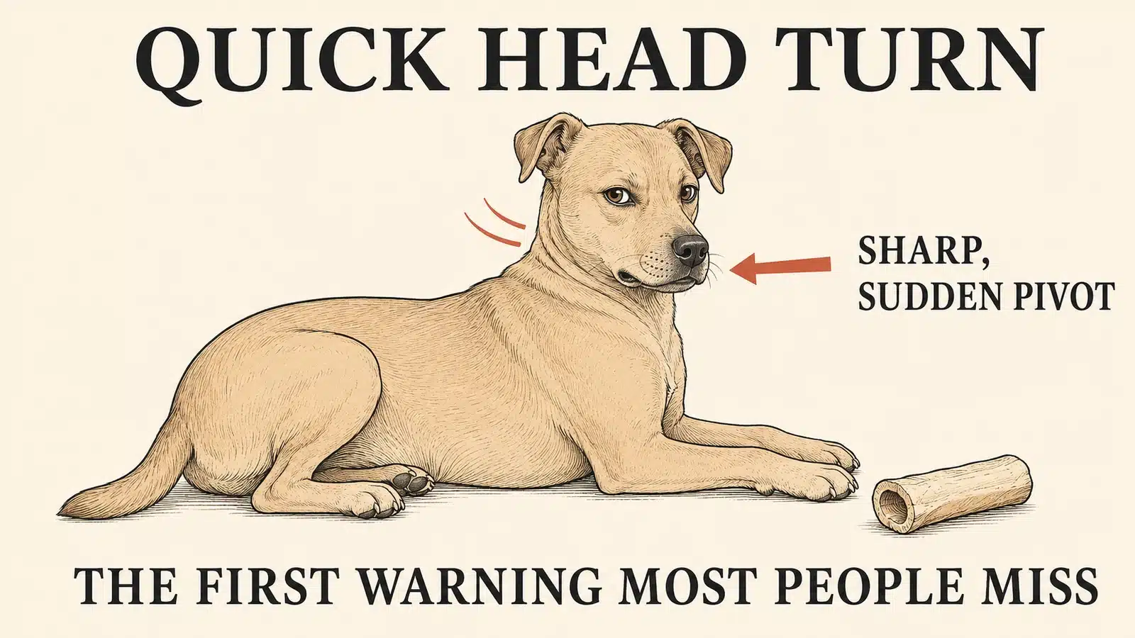 Dog snapping its head around sharply toward an approaching threat as a warning