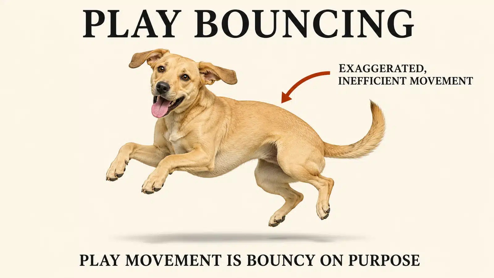Dog bouncing up and down with an exaggerated loose body during play