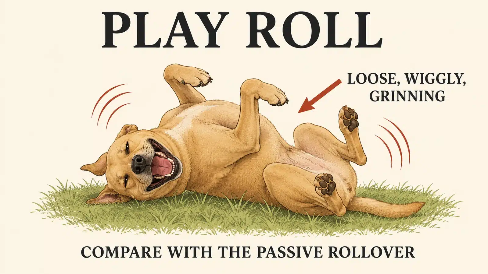 Dog rolling on its back wriggling happily during play