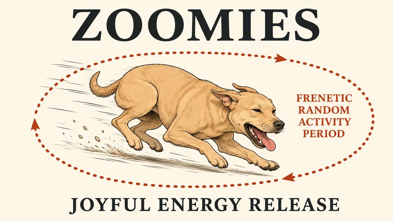 Dog racing in wide fast circles during a burst of zoomies