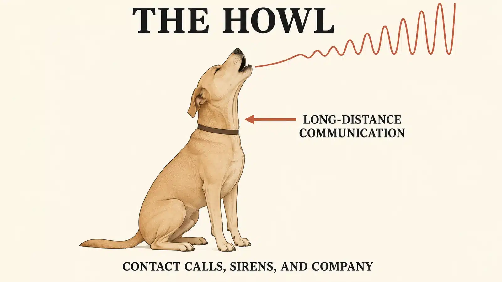 Dog sitting with muzzle pointed skyward in a long howl
